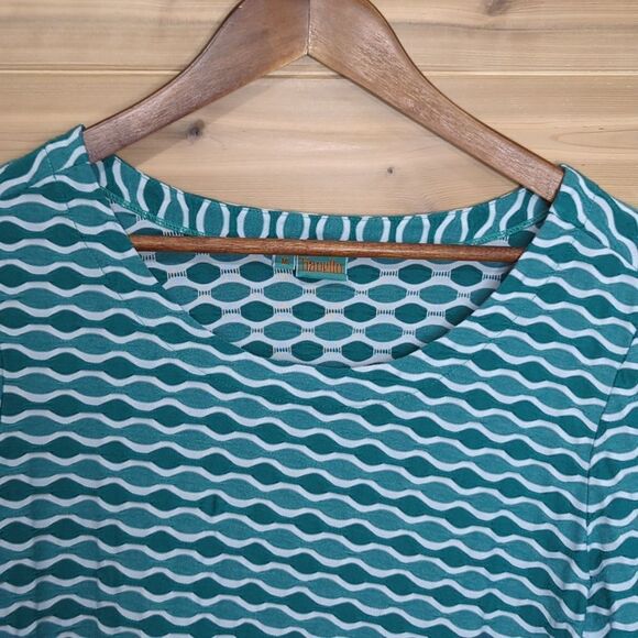 Tianello Top Womens Medium Teal Ballet Tee Wave pattern Art Colorful USA - Picture 2 of 9